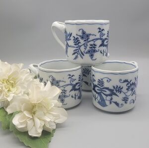 **sold**Vintage Blue Danube by Blue Danube Blue & White China - Set of 4 Mugs